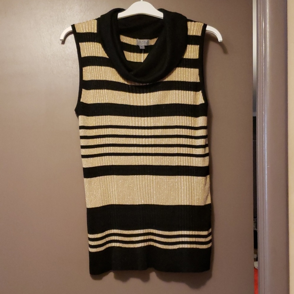 NWT Joseph A. Gold and Black ribbed top